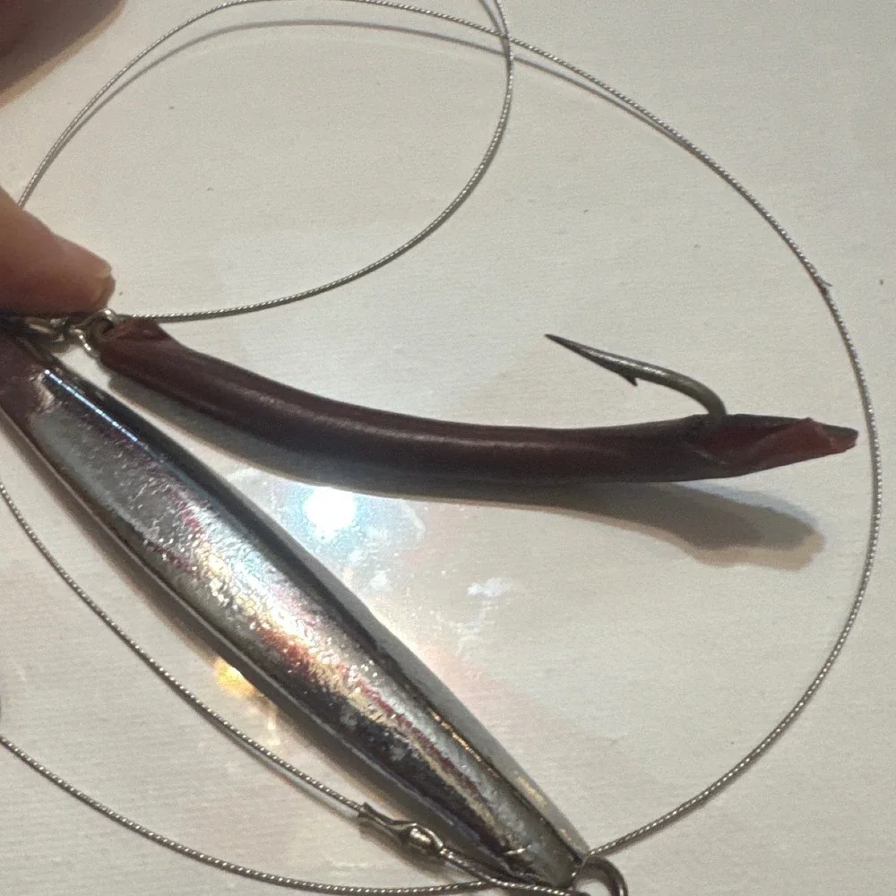 S&G A27 Diamond Jig Saltwater Lure 2.5oz Silver Good Chrome Surgical Tube‎ Tail
